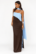 The Amara Dress – Chocolate Blue — front view