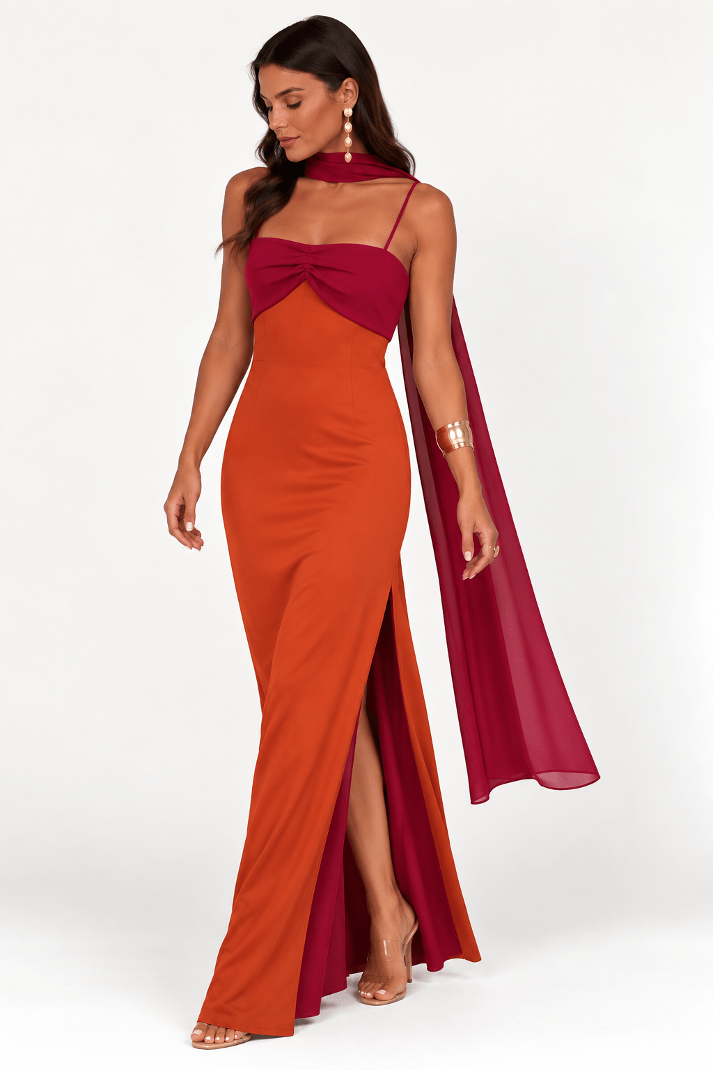 The Amara Dress – Sunset Red — product photo