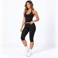 Black Polka Dot Women’s Activewear Set – Layered Halter Top & Polka Dot Fold-Over Waist Capri's