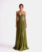 Verona Olive Green Gown — front view